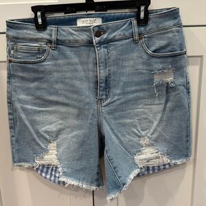 Judy Blue Light Blue Distressed Jean Shorts, 1XL
